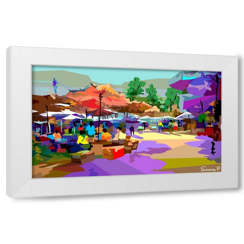 Border Market White Modern Wood Framed Art Print by Pansanit, Surapol
