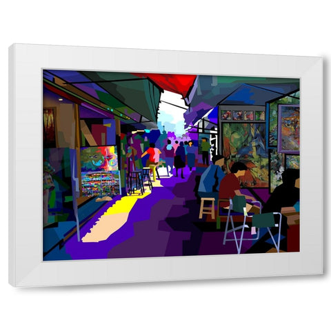 City Corner Art White Modern Wood Framed Art Print by Pansanit, Surapol