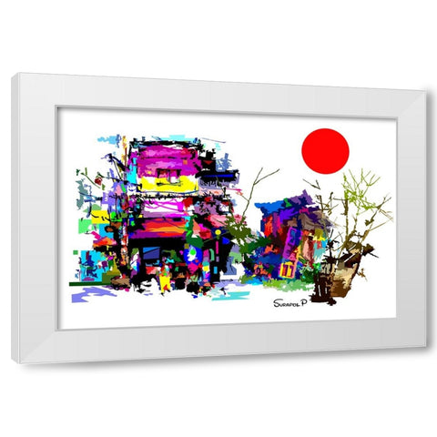 Eastern City White Modern Wood Framed Art Print by Pansanit, Surapol