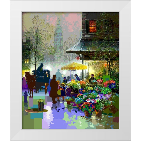 Flower Market White Modern Wood Framed Art Print by Pansanit, Surapol