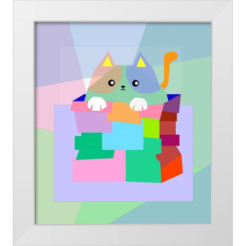 THE CAT 001 White Modern Wood Framed Art Print by Pansanit, Surapol