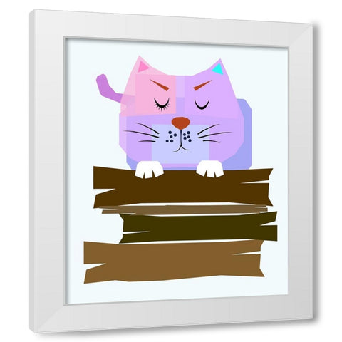 THE CAT 002 White Modern Wood Framed Art Print by Pansanit, Surapol