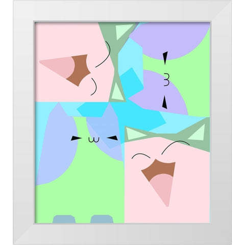 The Cat 005 White Modern Wood Framed Art Print by Pansanit, Surapol