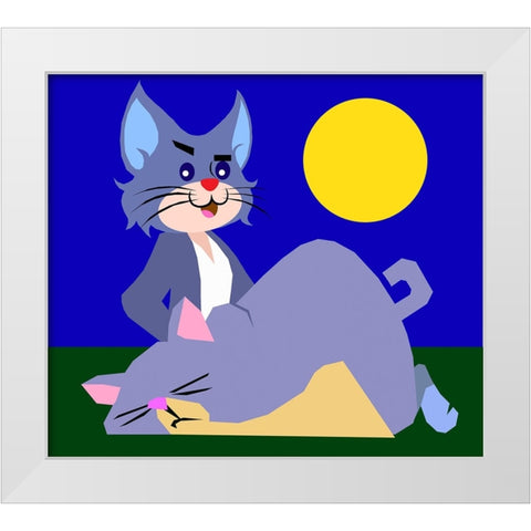 The Cat 004 White Modern Wood Framed Art Print by Pansanit, Surapol