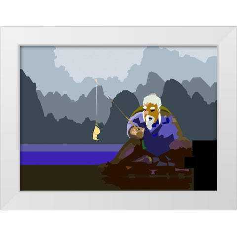 Fishman White Modern Wood Framed Art Print by Pansanit, Surapol