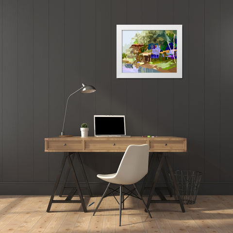 Waterfront House White Modern Wood Framed Art Print by Pansanit, Surapol