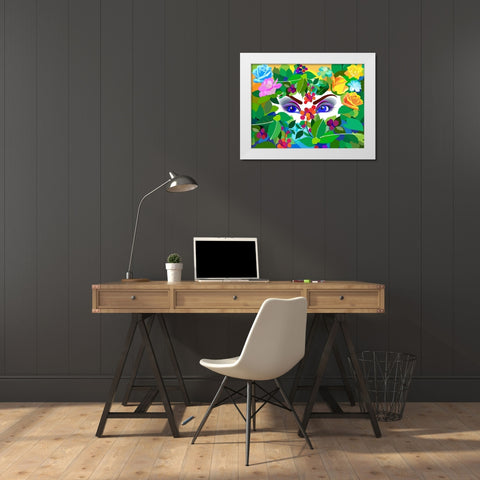 My Flowers - Eyes White Modern Wood Framed Art Print by Pansanit, Surapol