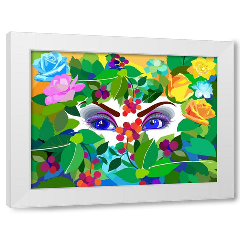 My Flowers - Eyes White Modern Wood Framed Art Print by Pansanit, Surapol