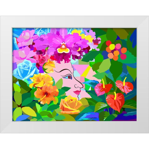 Nature Flower Woman White Modern Wood Framed Art Print by Pansanit, Surapol