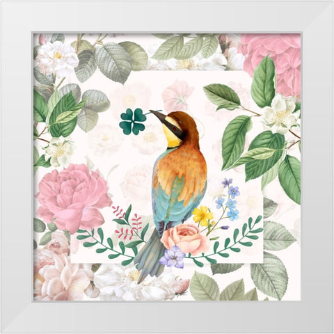 Beautiful Birdie White Modern Wood Framed Art Print by The Font Diva