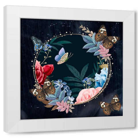 Bunches Of Butterflies White Modern Wood Framed Art Print by The Font Diva