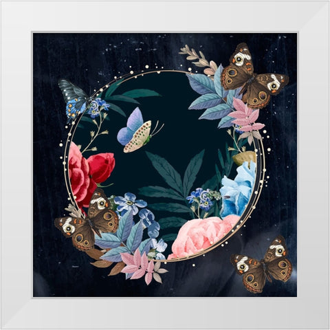 Bunches Of Butterflies White Modern Wood Framed Art Print by The Font Diva