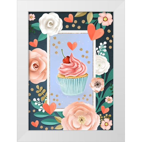 Cherry On Top White Modern Wood Framed Art Print by The Font Diva