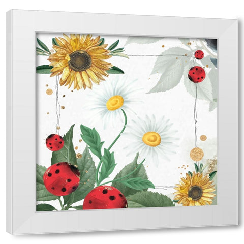 Coccinelle White Modern Wood Framed Art Print by The Font Diva