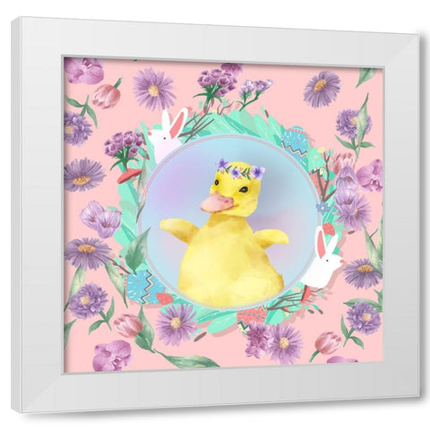 Darling Duckling White Modern Wood Framed Art Print by The Font Diva