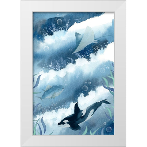 Deep Sea Diving White Modern Wood Framed Art Print by The Font Diva