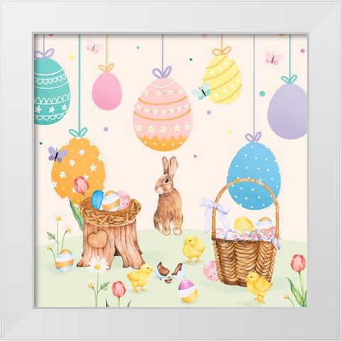 Easter Sunday White Modern Wood Framed Art Print by The Font Diva