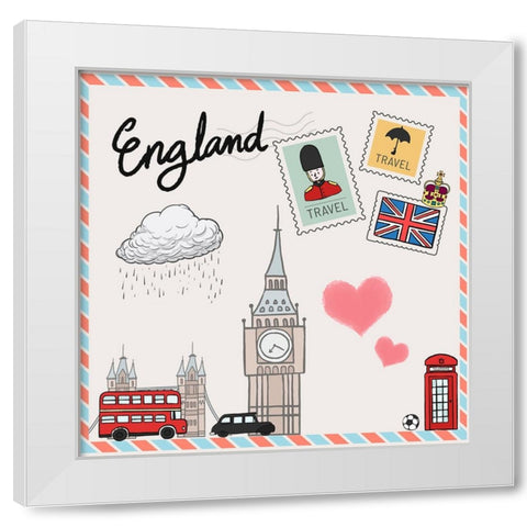 England White Modern Wood Framed Art Print by The Font Diva