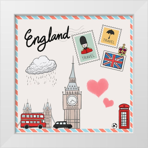 England White Modern Wood Framed Art Print by The Font Diva