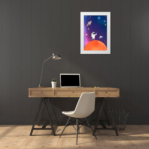 Galaxy Guy White Modern Wood Framed Art Print by The Font Diva
