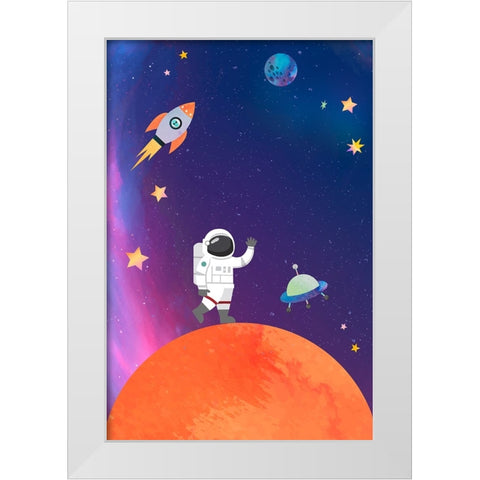 Galaxy Guy White Modern Wood Framed Art Print by The Font Diva