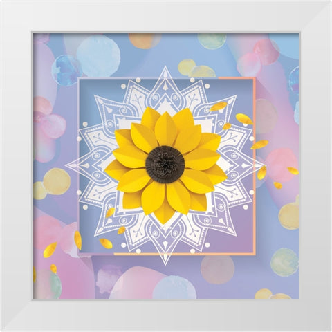 Get Happy White Modern Wood Framed Art Print by The Font Diva