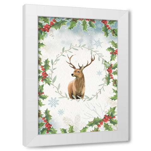 Holly The Reindeer White Modern Wood Framed Art Print by The Font Diva