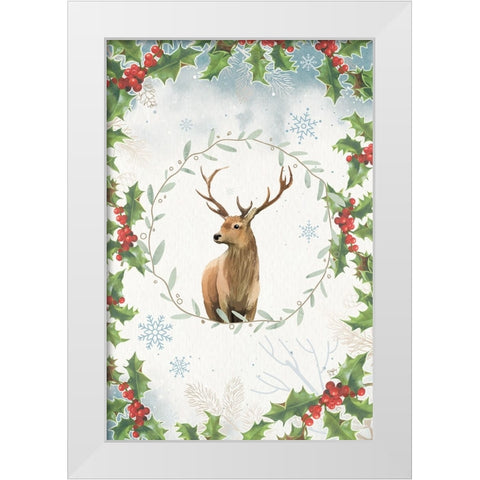 Holly The Reindeer White Modern Wood Framed Art Print by The Font Diva