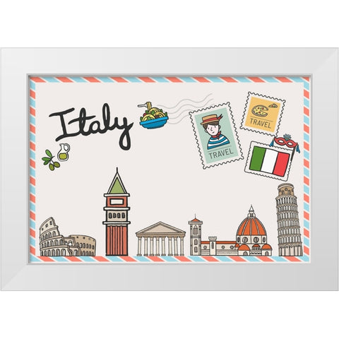 Italy White Modern Wood Framed Art Print by The Font Diva