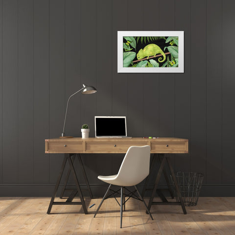 Not Easy Being Green White Modern Wood Framed Art Print by The Font Diva