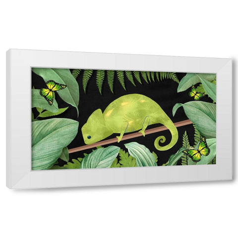 Not Easy Being Green White Modern Wood Framed Art Print by The Font Diva