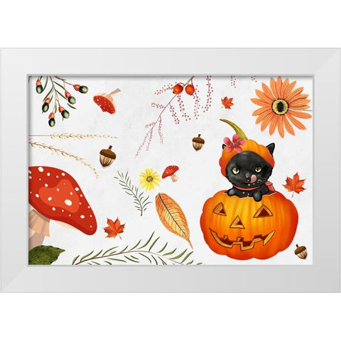 Pumpkin Hazel White Modern Wood Framed Art Print by The Font Diva
