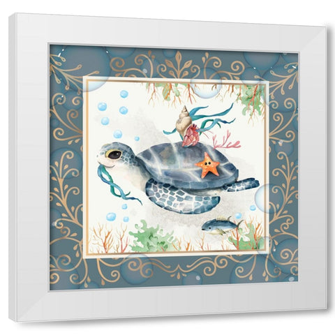 Sea Friends White Modern Wood Framed Art Print by The Font Diva