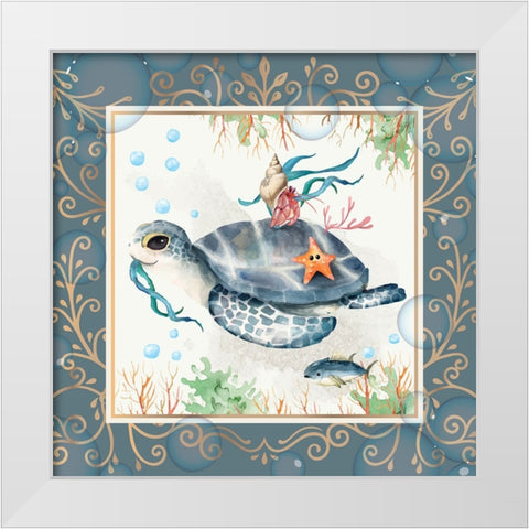 Sea Friends White Modern Wood Framed Art Print by The Font Diva