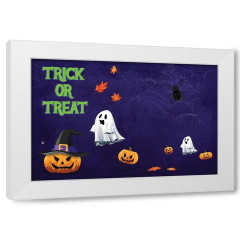 Trick Or Treat White Modern Wood Framed Art Print by The Font Diva
