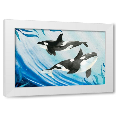 Yin Yang White Modern Wood Framed Art Print by The Font Diva