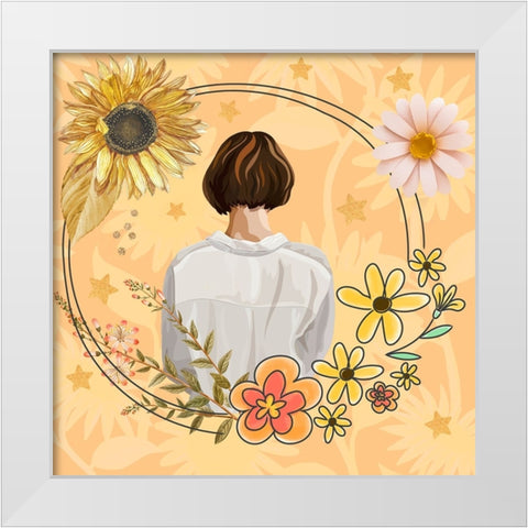 Beanie White Modern Wood Framed Art Print by The Font Diva