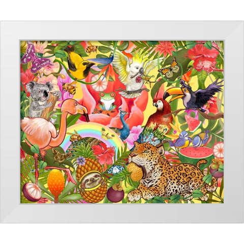 Jungle Jam White Modern Wood Framed Art Print by The Font Diva