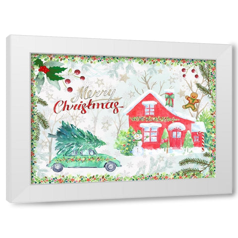 Home for the Holidays White Modern Wood Framed Art Print by The Font Diva