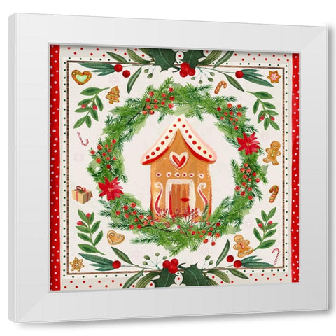 Holly Holiday White Modern Wood Framed Art Print by The Font Diva