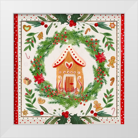 Holly Holiday White Modern Wood Framed Art Print by The Font Diva