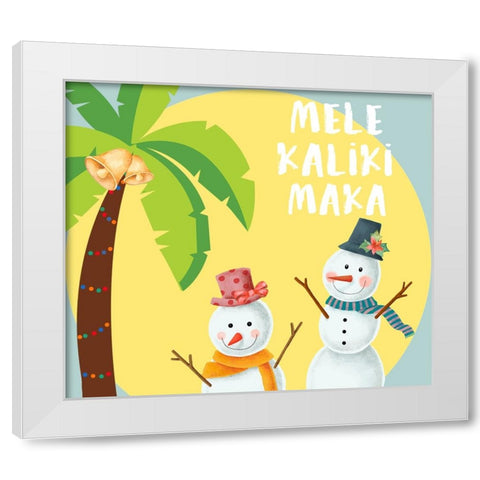 Mele Kaliki Maka White Modern Wood Framed Art Print by The Font Diva
