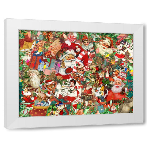 A Vintage Christmas White Modern Wood Framed Art Print by The Font Diva