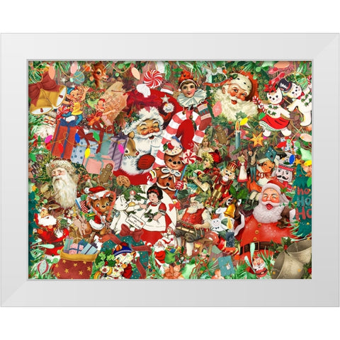 A Vintage Christmas White Modern Wood Framed Art Print by The Font Diva