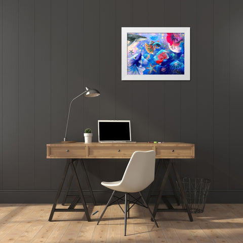 Deep Sea Galaxy White Modern Wood Framed Art Print by The Font Diva