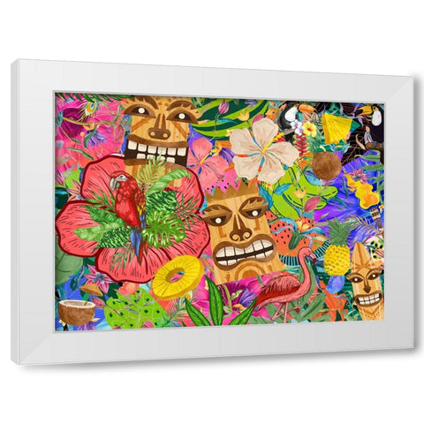 Tiki Tiki White Modern Wood Framed Art Print by The Font Diva
