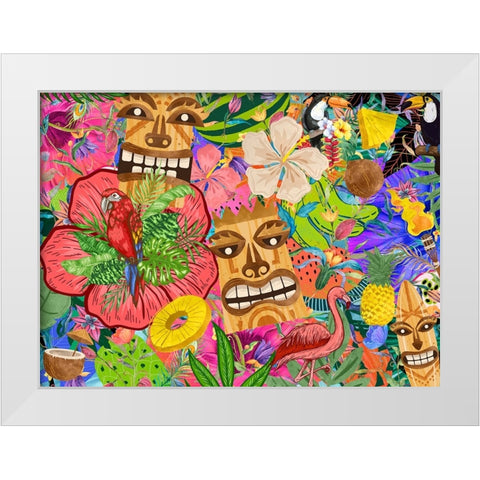 Tiki Tiki White Modern Wood Framed Art Print by The Font Diva