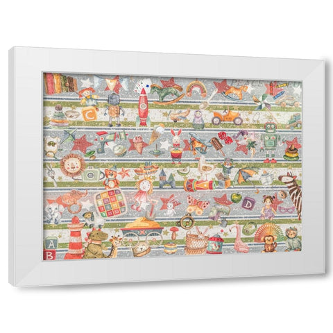 Babes in Toyland White Modern Wood Framed Art Print by The Font Diva
