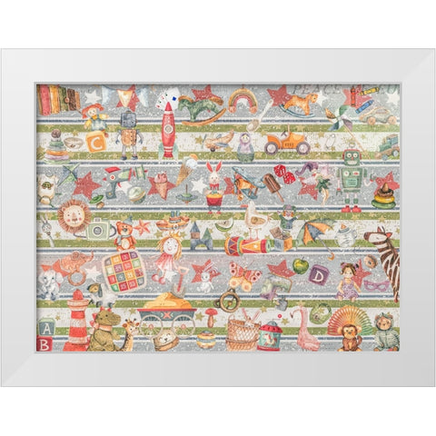 Babes in Toyland White Modern Wood Framed Art Print by The Font Diva