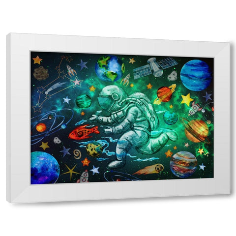 Star Search White Modern Wood Framed Art Print by The Font Diva